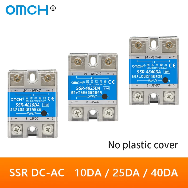 SSR-10DA SSR-25DA 10A 25A 40AOMCH твердотельный релейный модуль 3-32 В вход постоянного тока 24-380