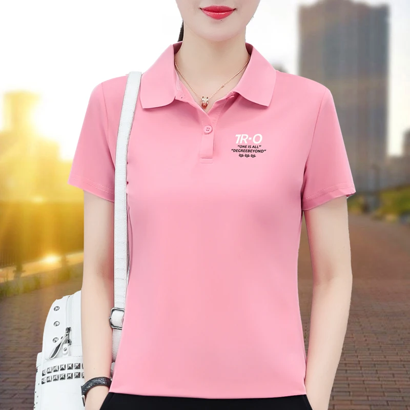 Женская рубашка-поло из ледяного шелка с короткими рукавами Дятел новинка лета