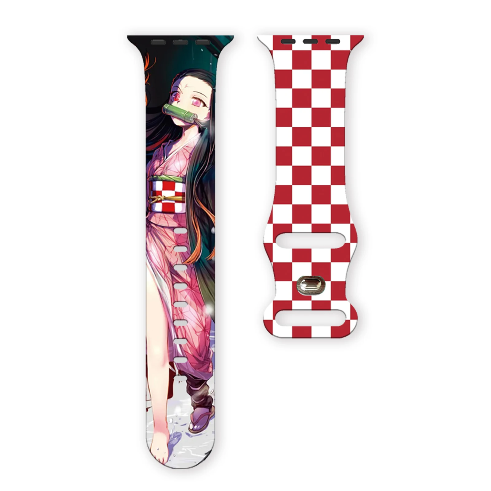 Ремешок MINISO с принтом Demon Slayer для Apple Watch 10 9 8 7 силиконовый