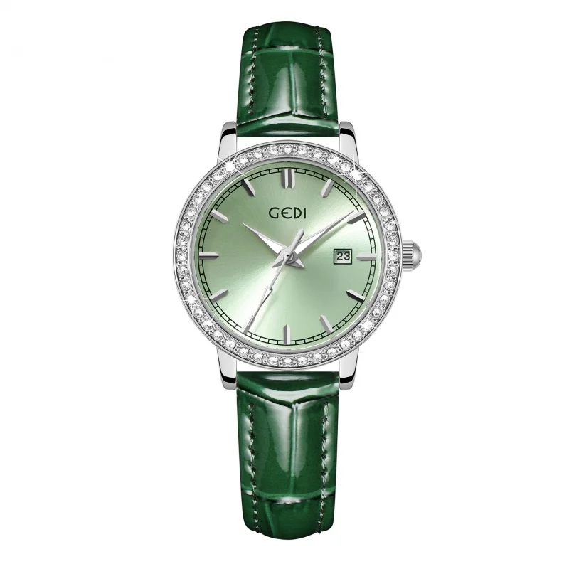 New Diamond Light Luxury Women's Fashion Calendar Luminous Waterproof Belt Quartz Watch