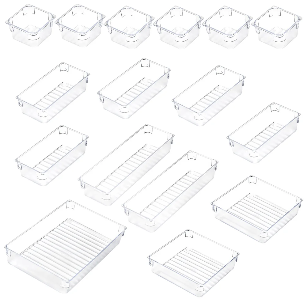 

Drawer Organizer Box Tray Storage Kitchen Desk Trays Utensil Plastic Drawers Holder Bathroom Stackable Dividers Versatile Bins