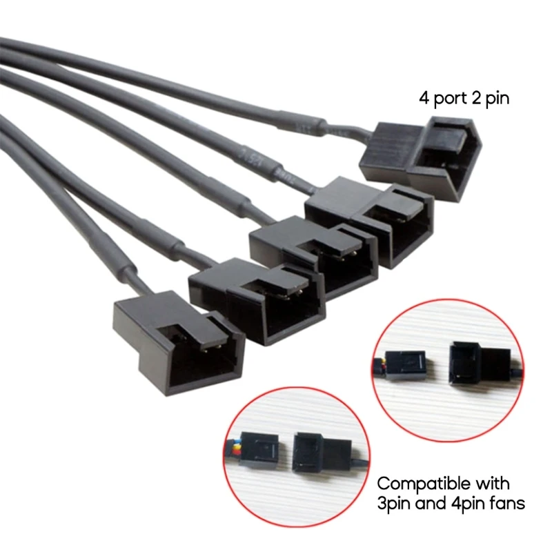 

DC5521 to 5-Port 4Pin Cooler Adapter Cable Cooling Fan Splitter Converter Power Supply Cord Extension Wire for Drop Shipping