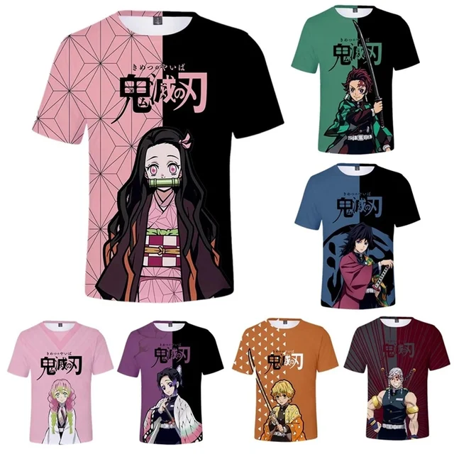 Hot Sale 3D Printing T shirts Anime Demon Slayer Parent-child Tshirt Children's Clothing Short Sleeve Sweatshirt Cartoon Tops 1