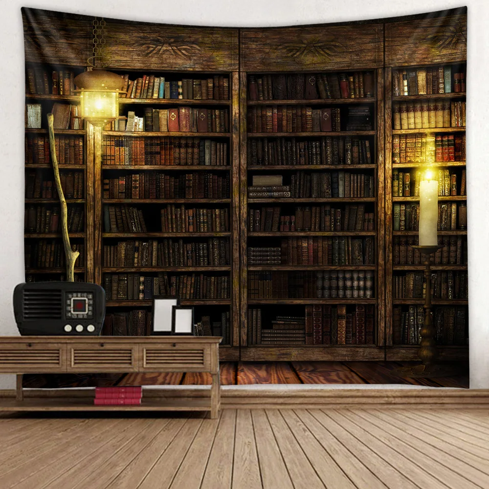 

Винтажная книжная полка, подвесная ткань, гобелен для гостиной, спальни, декоративная картина, аксессуары для украшения дома, эстетический ...