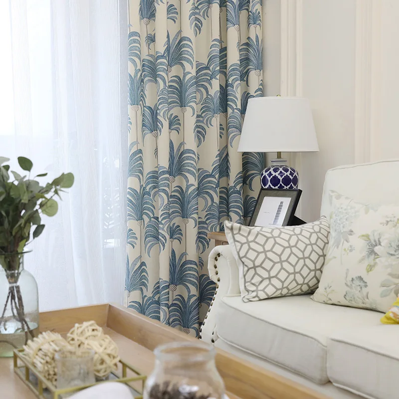 

[feather crown] Modern European style curtain simple printing curtain living room bedroom curtain