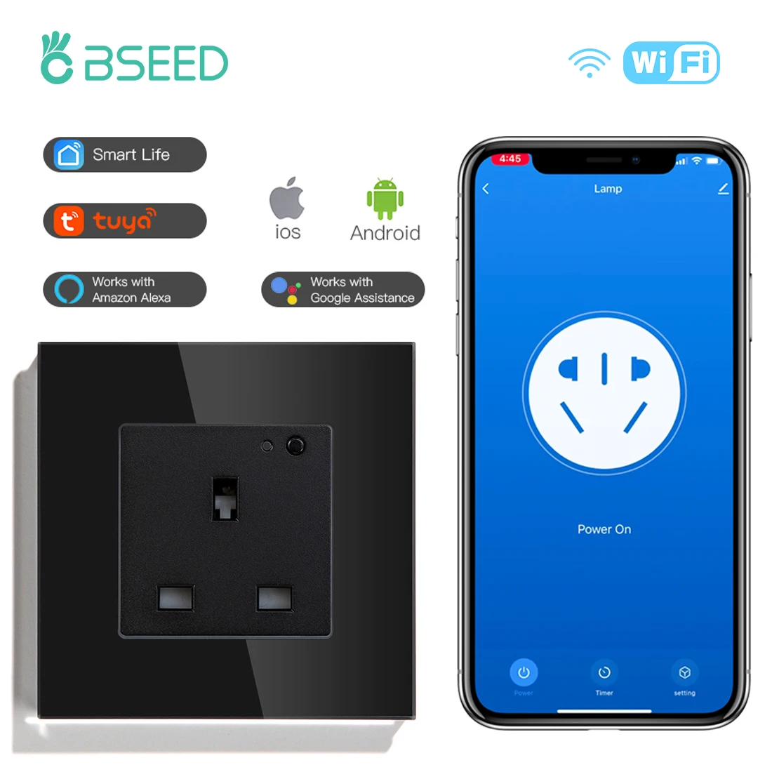 

Умная розетка BSEED Wi-Fi белая 13А