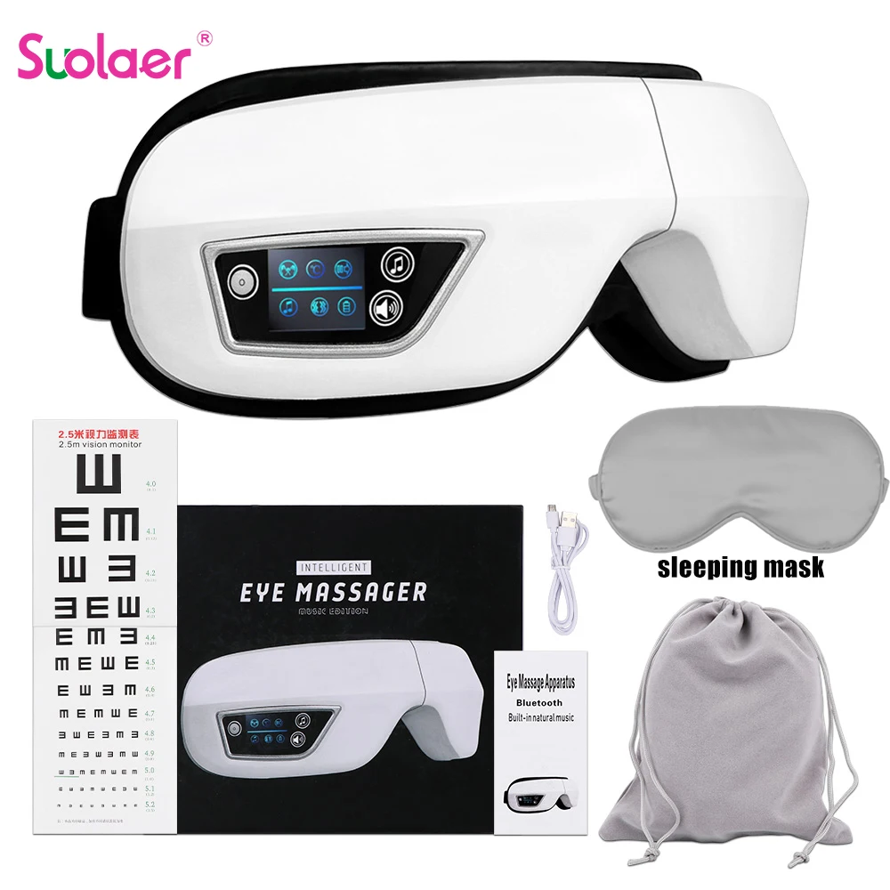 

Heating Vibrating Eye Massage Instrument Eye Massager 6D Smart Airbag Vibration Bluetooth Music Relieves Fatigue & Dark Circles