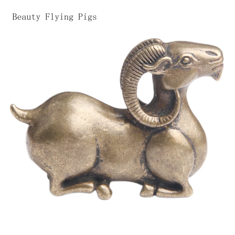 

4.75x3.45cm Brass zodiac sheep tea pet ornaments, animal pendants, pen racks, desk crafts Artificial feng shui