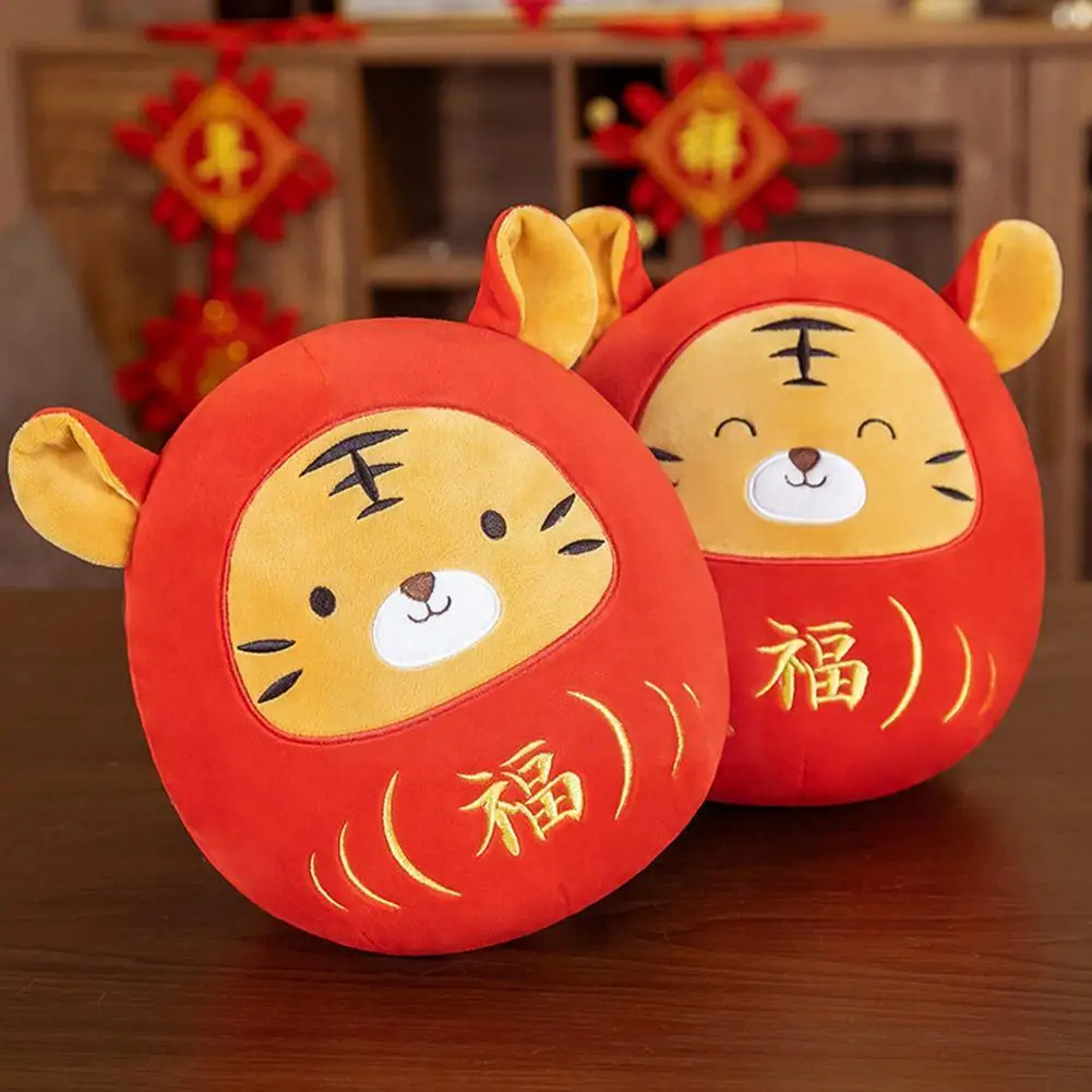

New Year Symbol 2022 Tiger Figurine Plush Toy Children Plush Tiger Toy Mascot Style Animal Chinese Tiger C2w8