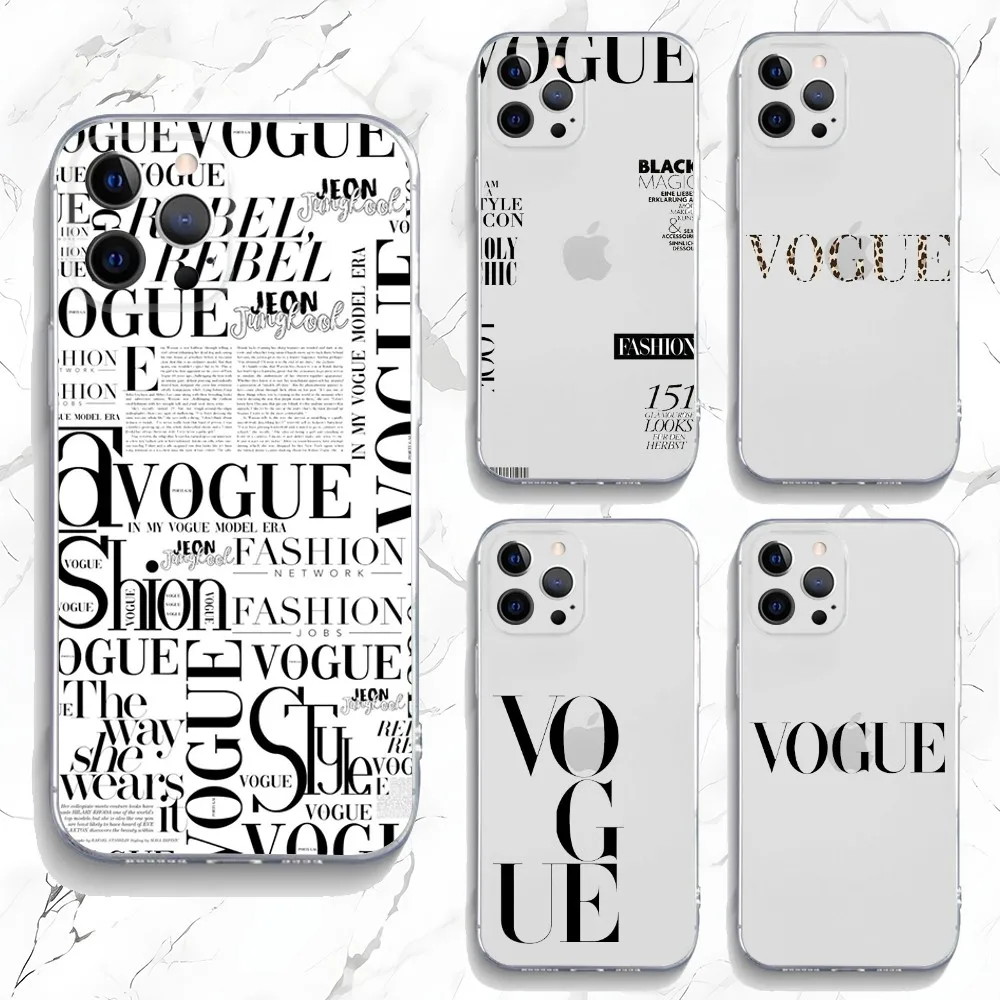 Чехол для телефона Fashion Magazine V-Vogues iPhone 16 15 14 13 12 11 Plus Pro Max XR XS X 7 8 SE мини-прозрачный