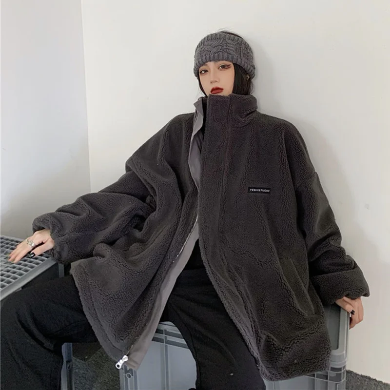 Lamb Wool Coat Women's Winter 2022 New Winter Jacket 2022 Parkas Women Jacket Coat Loose Thick,Both Sides Wear Cotton Clothes