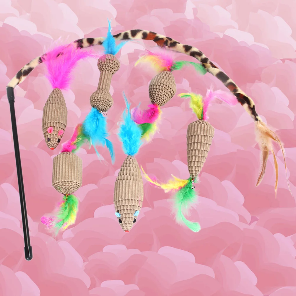 

7 Pcs Pet Toys in 1 Set Cat Teaser Toys Cat Flirting Stick Toys Pet Supplies Corrugated Paper Simulation Rat Bone Carrot