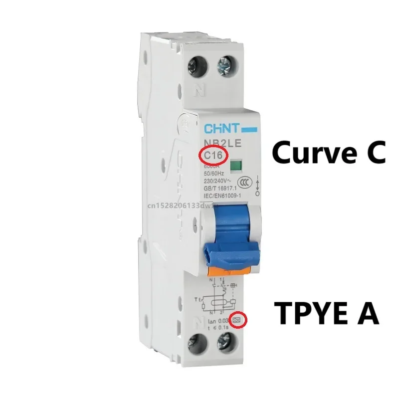 

CHINT NB2LE Curve B C Тип A AC 1P+N Защитный выключатель от остаточного тока Автоматический выключатель RCBO 30MA 10A 16A 20A