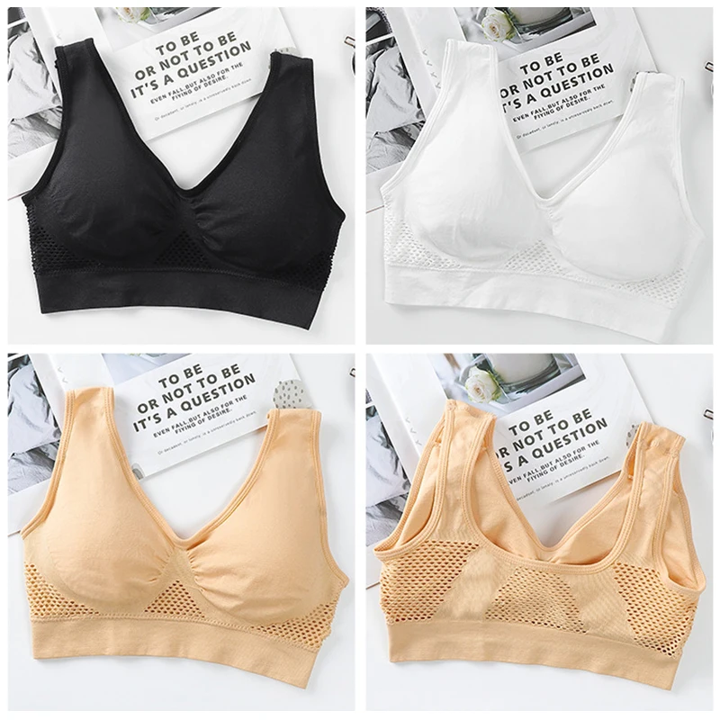 

New Yoga Sports Bra Wanita Sports No Steel Ring Hollow Mesh Vent Sports Bra Set Shockproof Running Large Underwear For Women