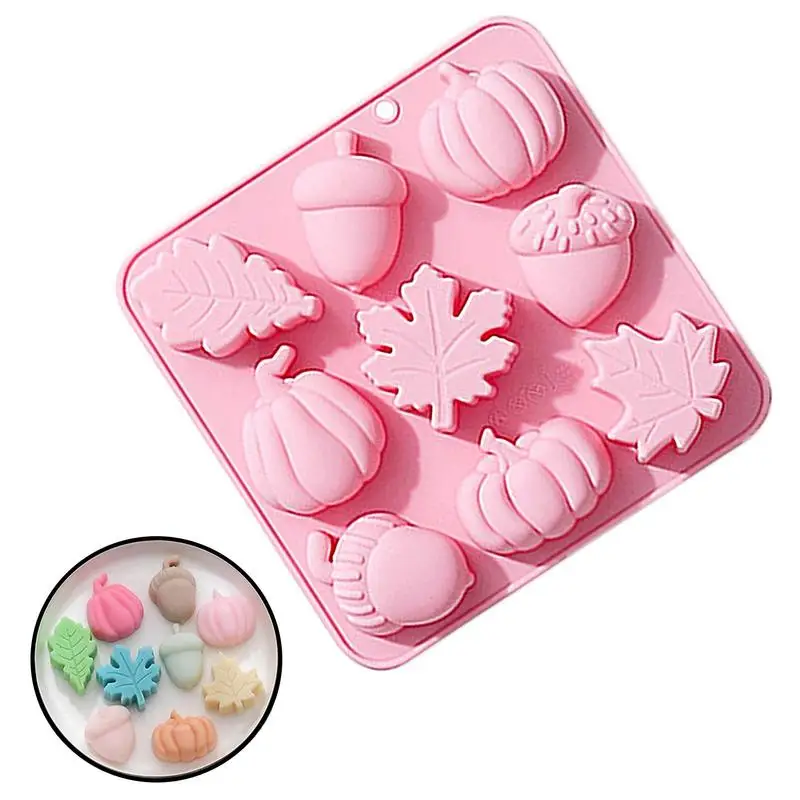 

Fall Molds For Chocolate 9 Cavity SPumpkin Leaf Oak Fruit Shap Molds Creative 3D Casting Molds For DIY Aromatherapy Candles Soap