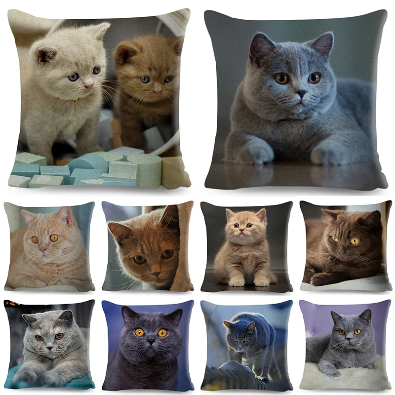 

45x45 см 3D складные наволочки в виде кошачьих ушей милые домашние животные искусственные подушки в виде оранжевого кота синего кота из полиэстера автомобильный диван домашний декор