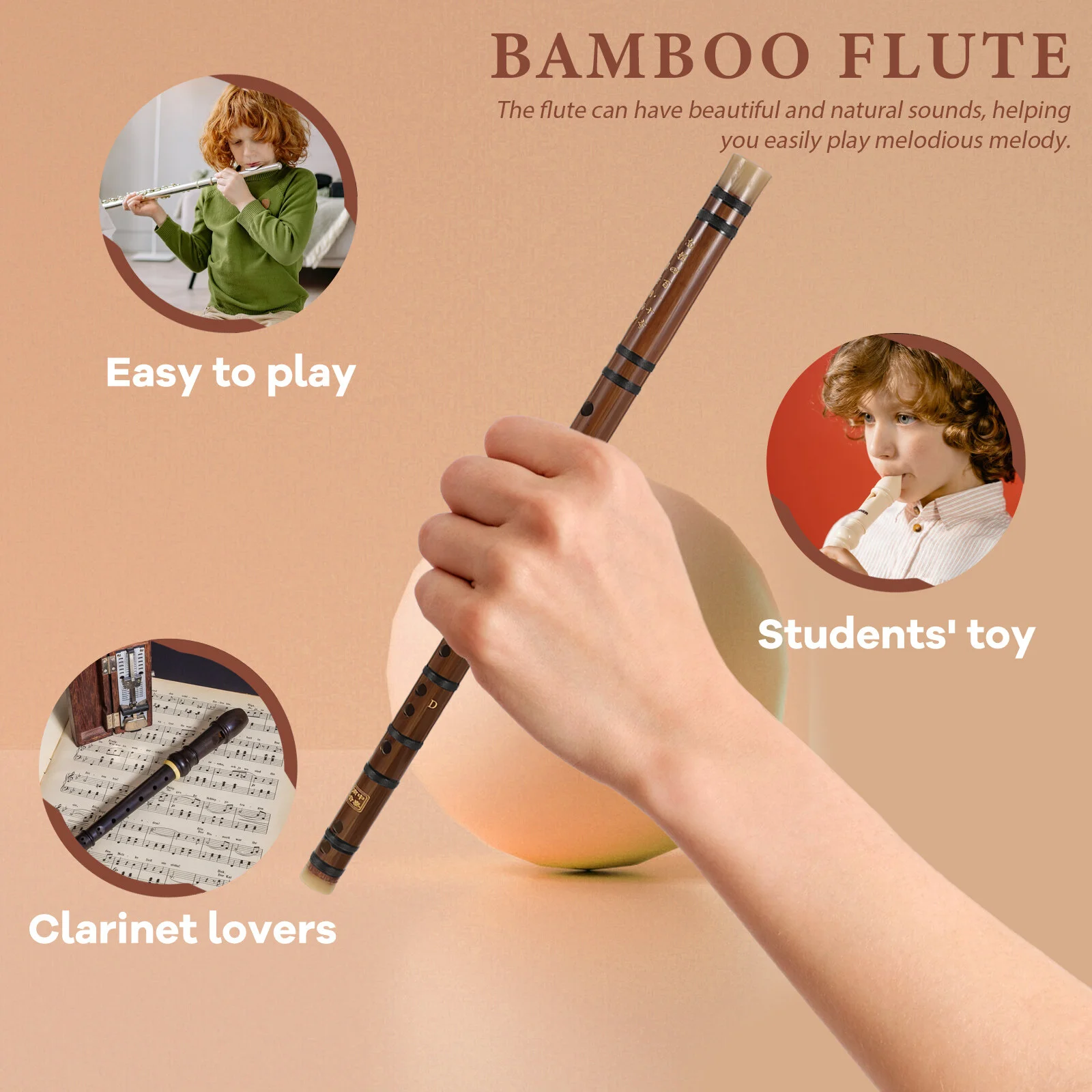 

Flute Kids Instrument Part Musical Style Portable Chinese Bamboo Beginners Child Students Introductory Practice