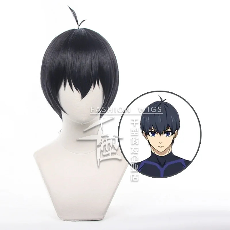 

Anime Manga Blue Lock Isagi Yoichi Cosplay Wig Short Dark Blue Styled Heat-resistant Fiber Hair Key Ring