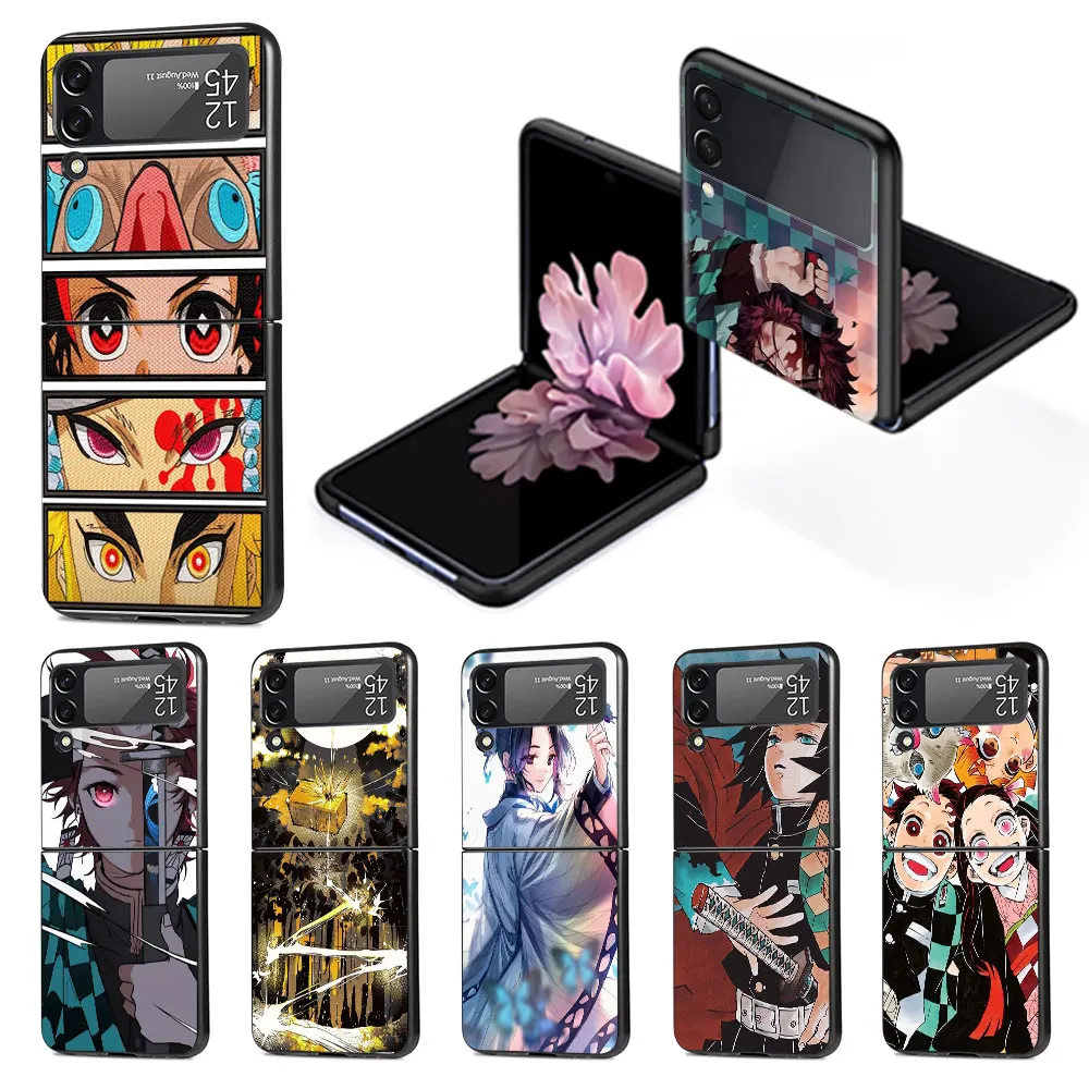 

Phone Case for Samsung Galaxy Z Flip4 Flip3 5G Funda Z Flip 4 3 Black Hard PC Cases Zflip3 Zflip4 Cover Shell Anime Demon Slayer