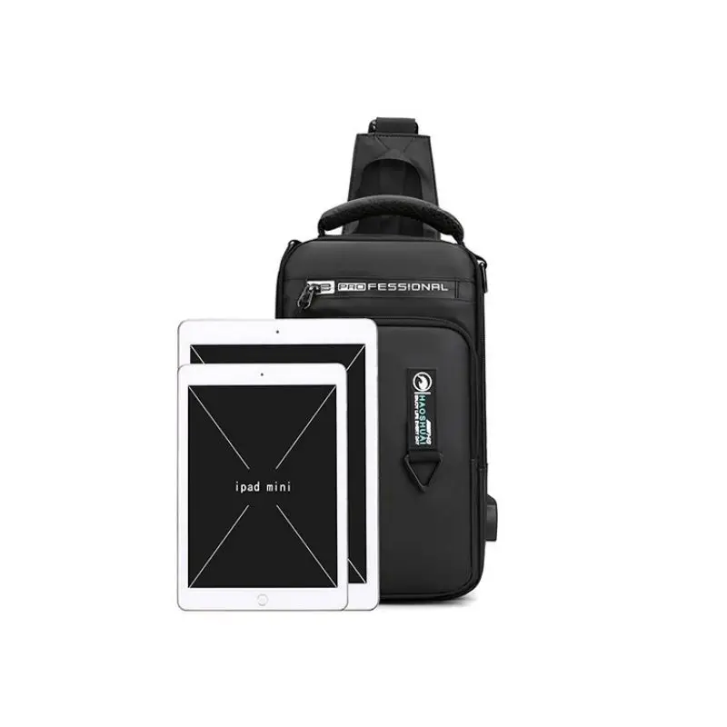 Men's Multifunctional Chest Bag Outdoor Leisure Shoulder Messenger Bag USB Rechargeable Chest Bag Travel Anti-theft Backpack