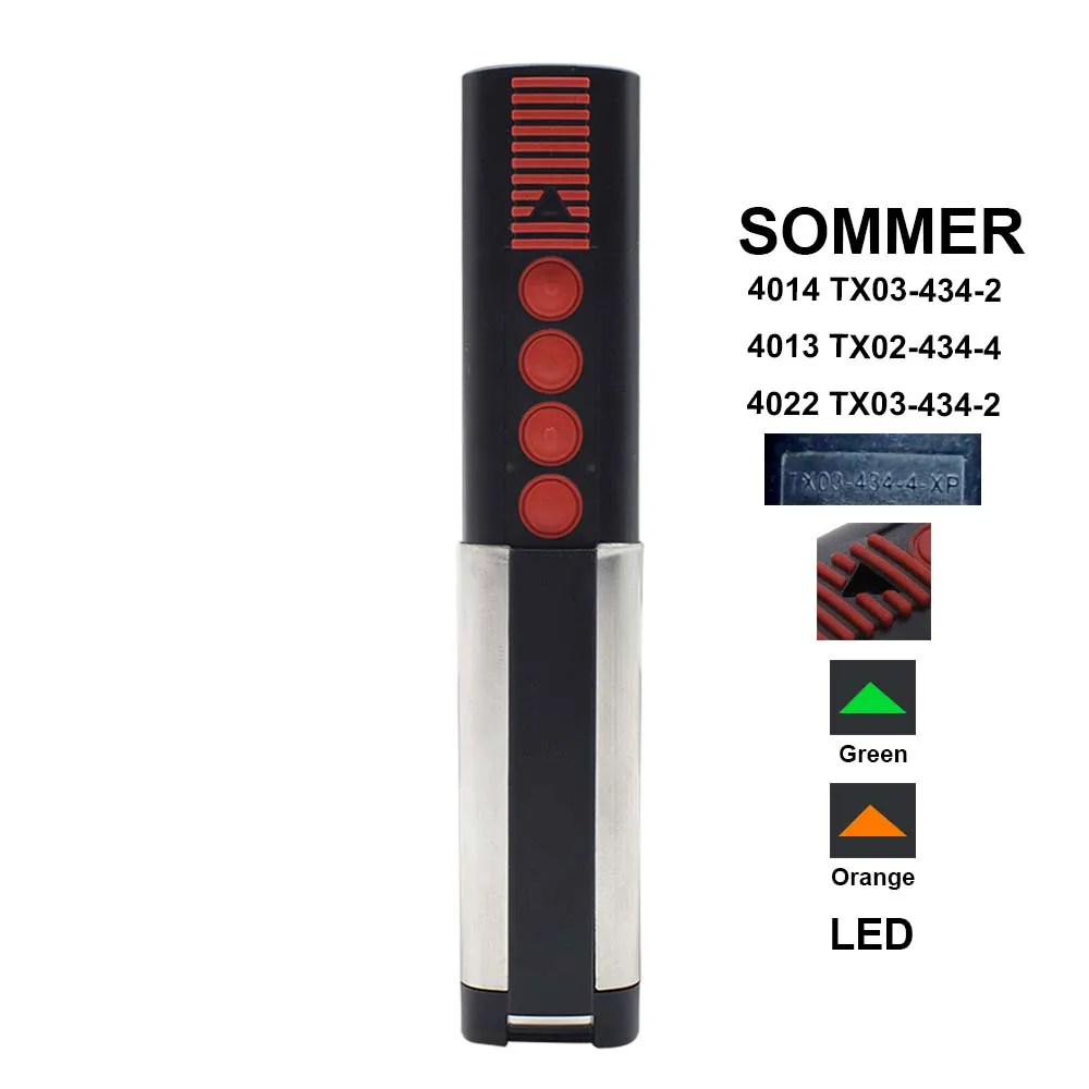 

Sommer 434Mhz Command 4014 TX03-434-2/4022 TX03-434-2/4013 TX02-434-4-XP/зеленый/оранжевый светодиодный пульт дистанционного управления дверью гаража 434.42mhz