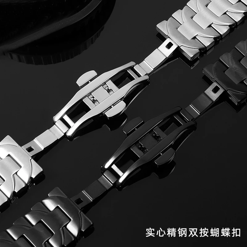 For Panerai PAM4411  men's Black Silver steel band elbow stainless steel butterfly CLASP BRACELET 24mm