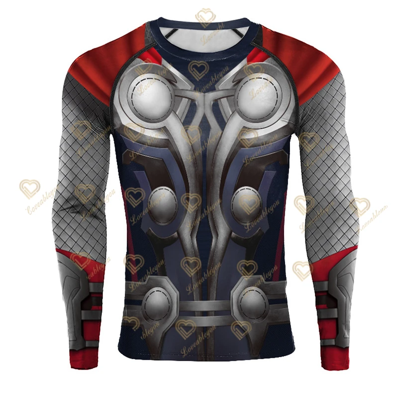 New The Endgame Captain 3D Superhero Long Sleeve Cosplay Compression Premium T Shirt Finess Gym Quick-Drying Tight Tops
