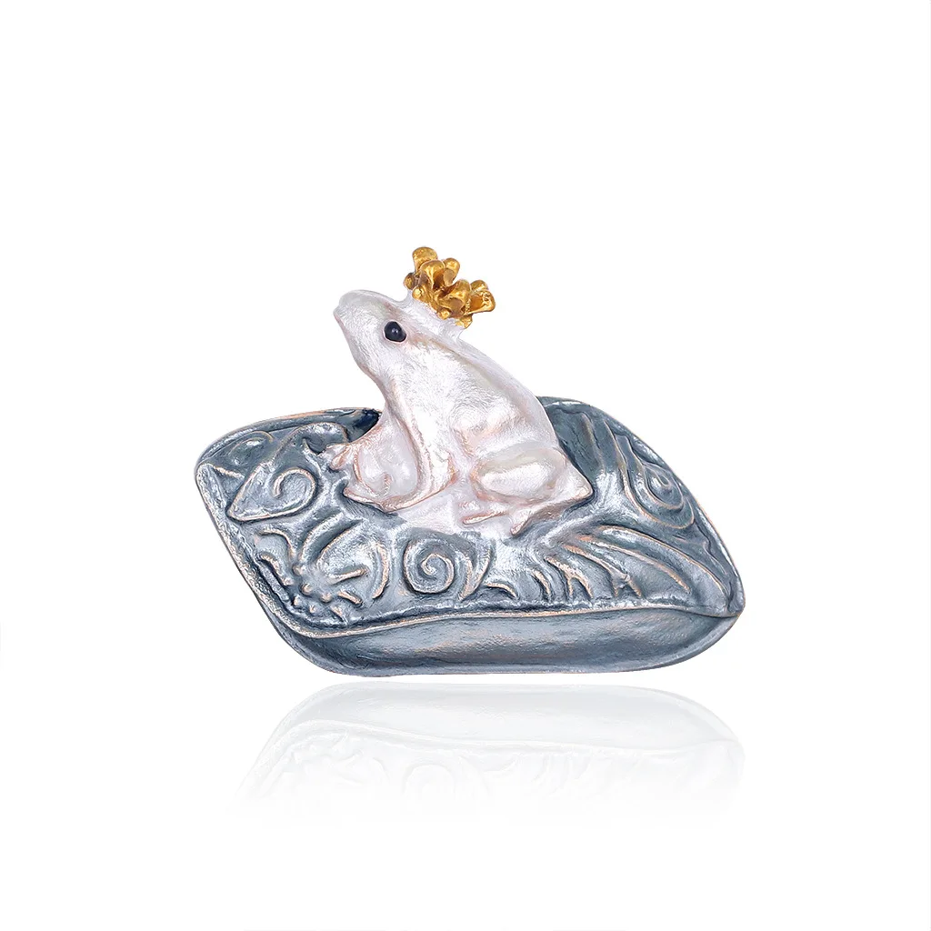 

TULX Lovely Wear Crown Frog Brooches for Women Enamel Cartoon Animal Badge Jewelry Party Casual Brooch Pin Gifts