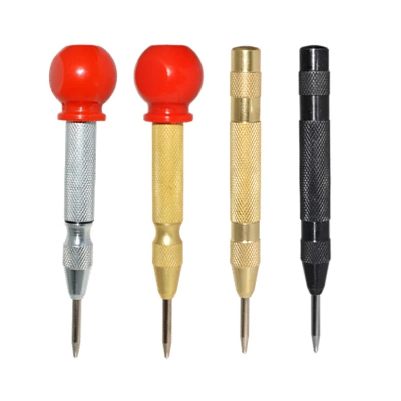 

4Pcs Automatic Center Punch Tools Sets, 5 Inch Spring Loaded Crushing Hand Tool with Cushion Cap and Adjustable Impact
