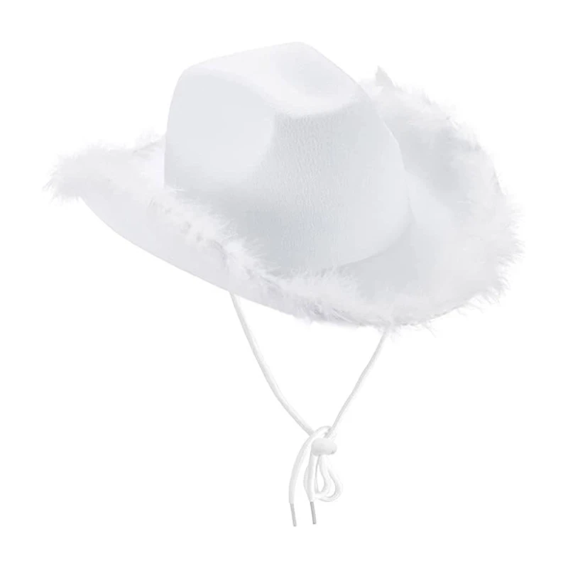 

Unisex Retro Cowboy Hat Western Large Feather Brim Hats Fedora Cowboy Jazz Hat