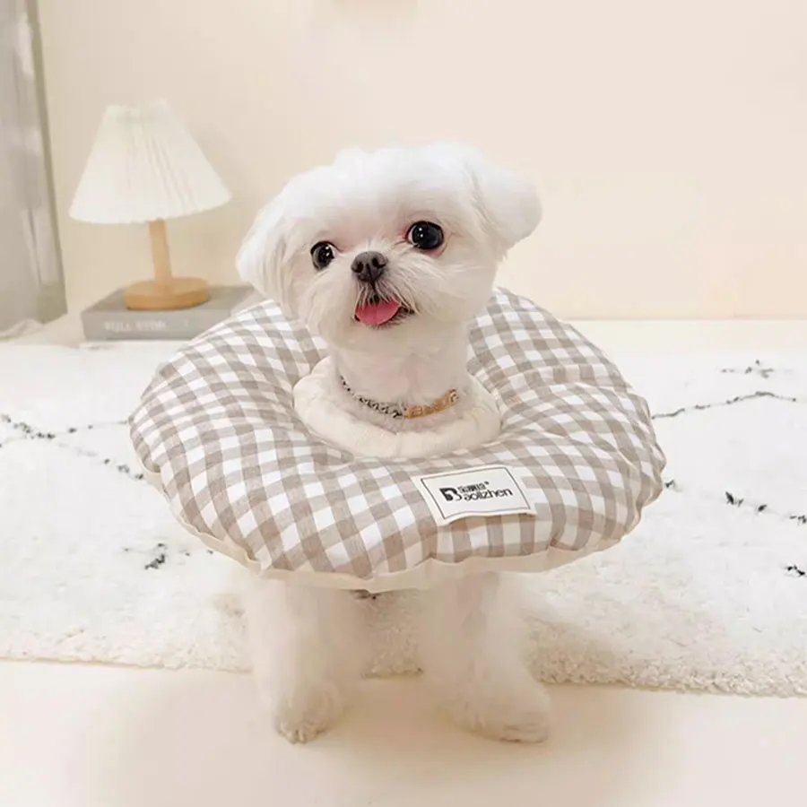 Конический ошейник для щенков мягкий Регулируемый плюшевый удобный домашних