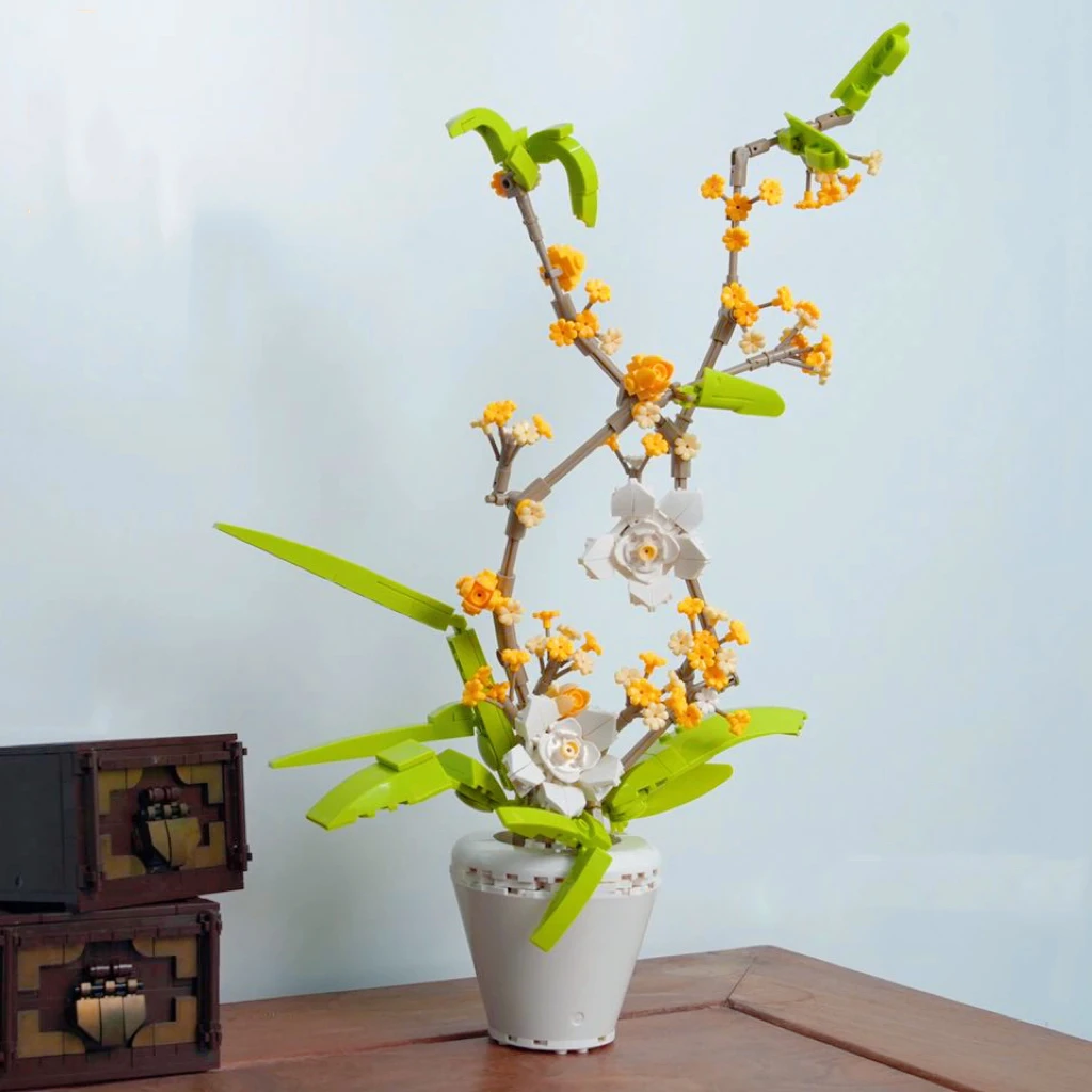 

430pcs Moc Bouquet Orchid Flowers Building Blocks City Romantic Home Decoration Diy Friends Bricks Toys for Children Girls Gift