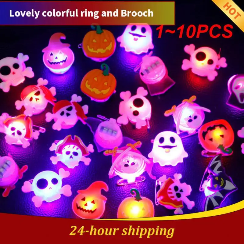 

Светящиеся кольца на Хэллоуин, светящиеся кольца со светодиодной подсветкой, Мерцающая тыква, светящийся браслет на палец, светящиеся кольца, детские игрушки, подарки, 1 ~ 10 шт.