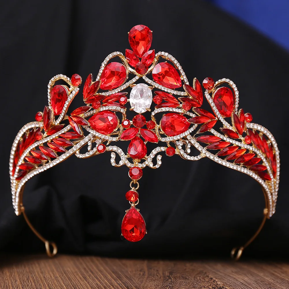 KMVEXO барокко капля лба кристалл AB Чирок Свадебные короны свадебные аксессуары для