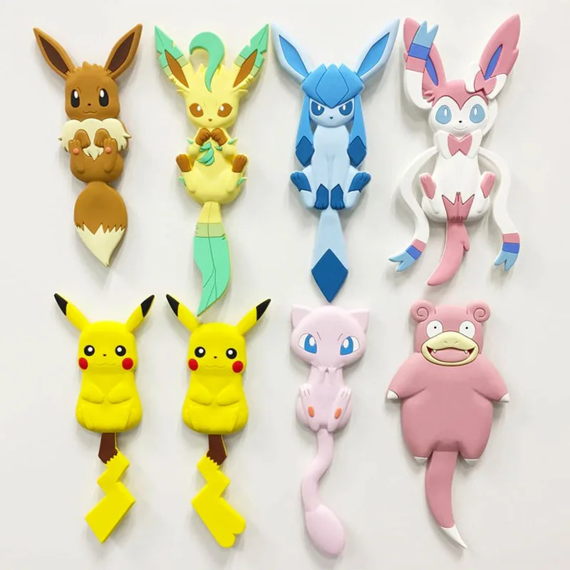 

Kawaii Strong Hook Cartoon Cute Pokemon Eevee Snorlax Adhesive Punch Free Wall Sticker Bathroom Kitchen Gift Toy