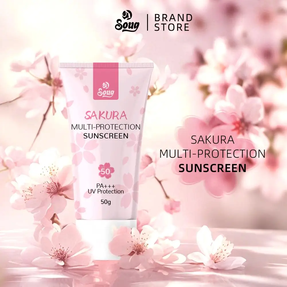 Фото Солнцезащитный крем Sakura SPF50, увлажняющий, с защитой от ультрафиолета, уход за кожей, изолирующий лосьон, увлажняющий крем для лица и тела, солнцезащитный крем для лица Z9P6 №2
