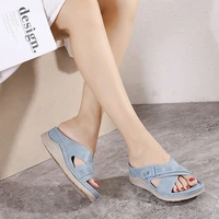 2021 summer beach shoes ladies slippers thick sole women wedges shoes summer holiday slippers sandals comfortable soft loafers