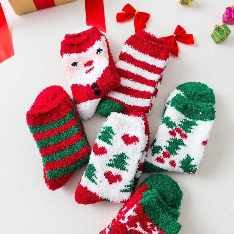 

Зимние теплые утепленные женские носки из кораллового флиса милые рождественские носки на Хэллоуин подарок Мультяшные рождественские нос...