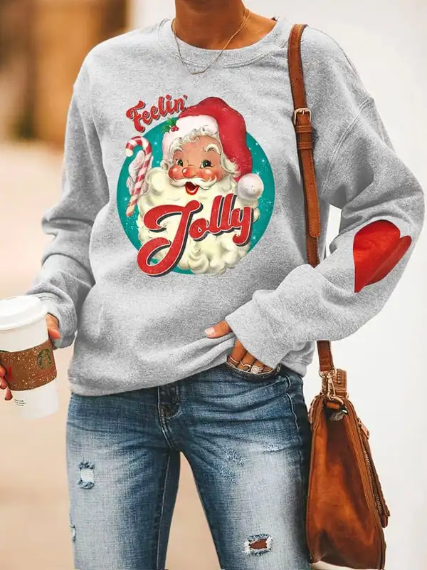 

Women's Feeling Jolly Print Long Sleeve T-Shirt