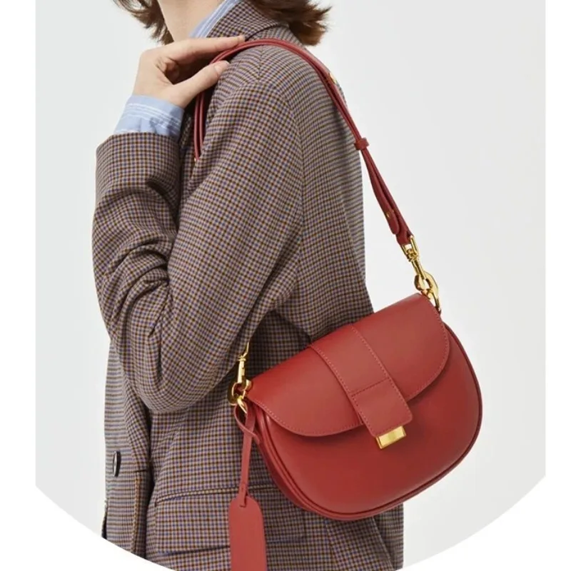 

Popular Trendy Saddle Bag for Women 2023 Solid Red Crossbody Bags 2023 Office Lady Shoulder Bag Autumn Bolso Mujer Сумки