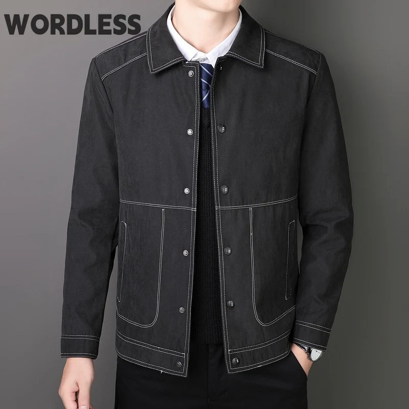 

Spring Men Business Casual Jackets Solid Color Fashion Style Lightweight Coat Slim Fit Turn Down Collar Thin Male Jacket M-4XL