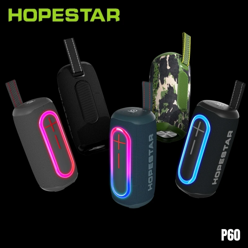 HOPESTAR P60 Наружный водонепроницаемый динамик IPX6 RGB светоотдача TWS Сильная вечеринка мини - беспроводной сабвуфер Caixa De Som