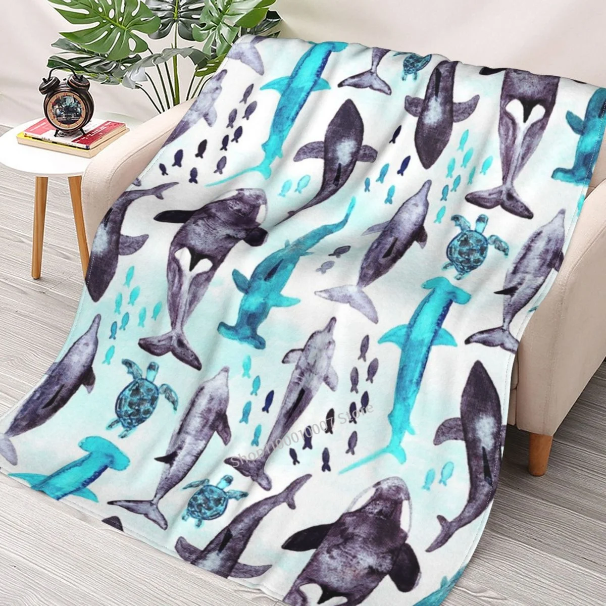 

Ocean Animals Throw Blanket 3D printed sofa bedroom decorative blanket children adult Christmas gift
