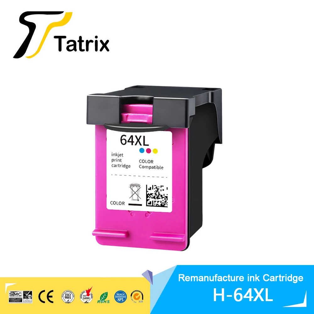 Tatrix 64XL 64 XL для HP64XL Премиальный цветной восстановленный чернильный картридж для HP64 для HP Envy Photo 7800 7820 7822 7830 7120 7134 (art.: 3920d4829d8cf) - 3920d4829d8cf