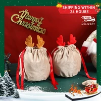 antlers bags reindeer deer tote christmas candy bags velvet draw string bunny gift packing bags dropshipping decoration navidad