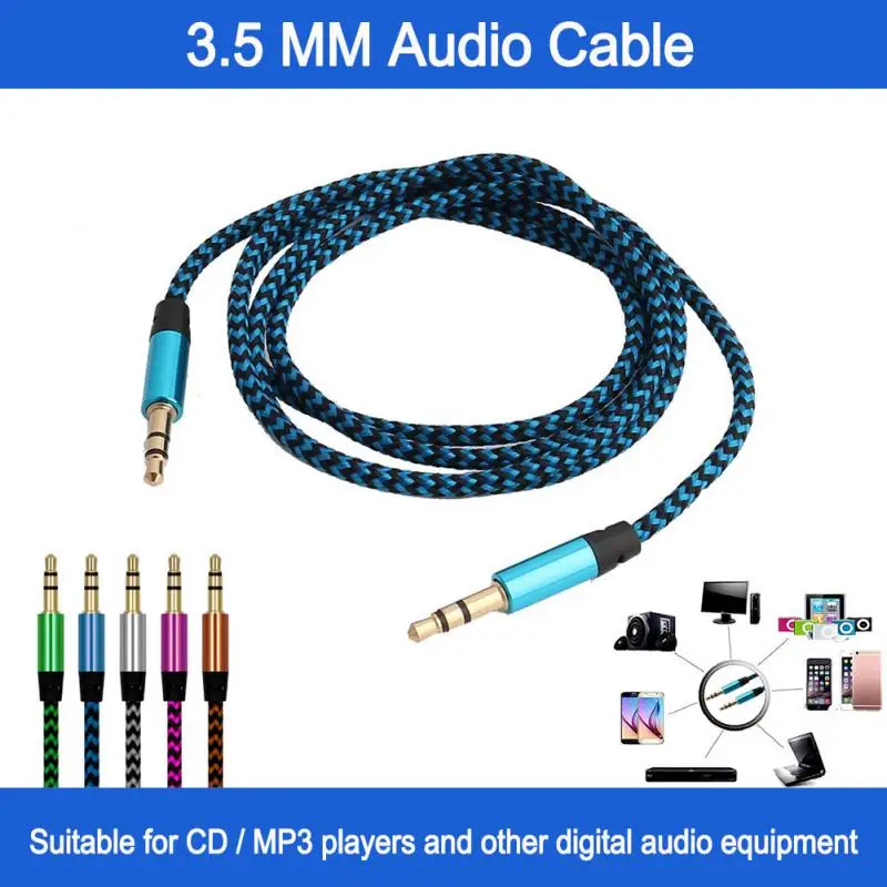 

1m Nylon Jack Aux Cable 3.5mm Audio Cable Suitable For Stereo Speakers And Sound CardsCD / MP3 Players And Computer Speakers