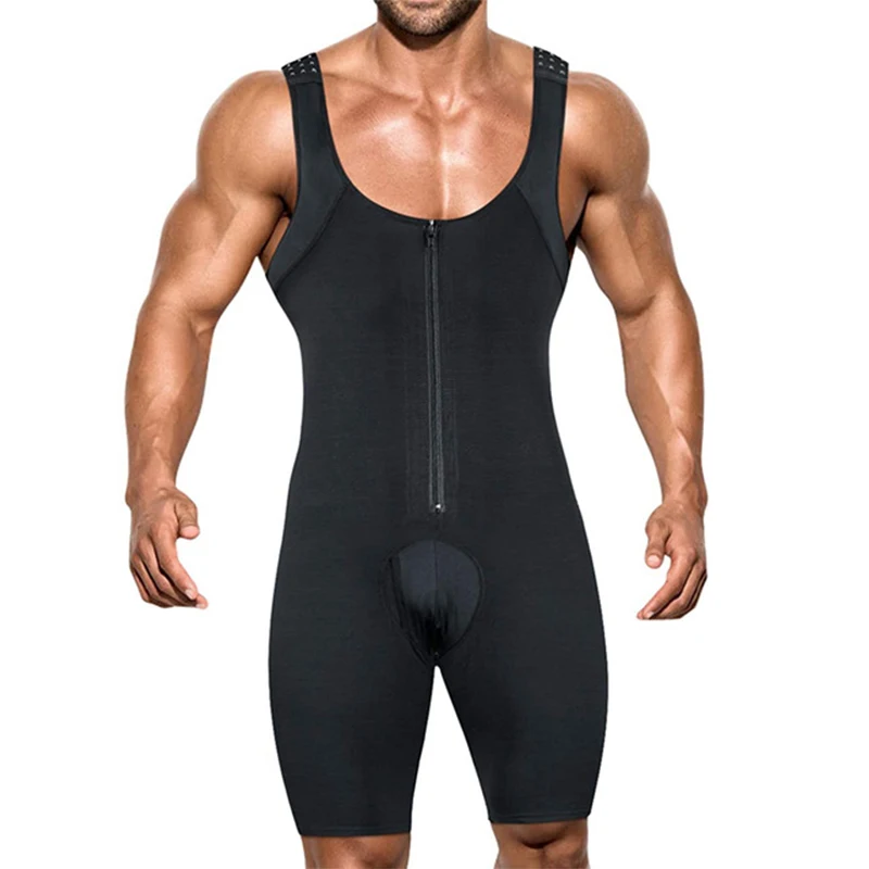 

Compression Bodysuit Lifter Tummy Suit Belt Zipper Shaper Men's Butt Corset Slimming Control Leg Body Breathable Shapewear Full