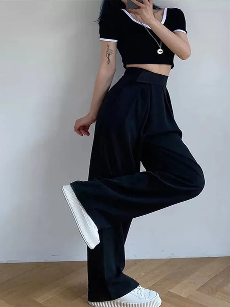 Женские классические брюки с широкими штанинами винтажные деловые элегантные