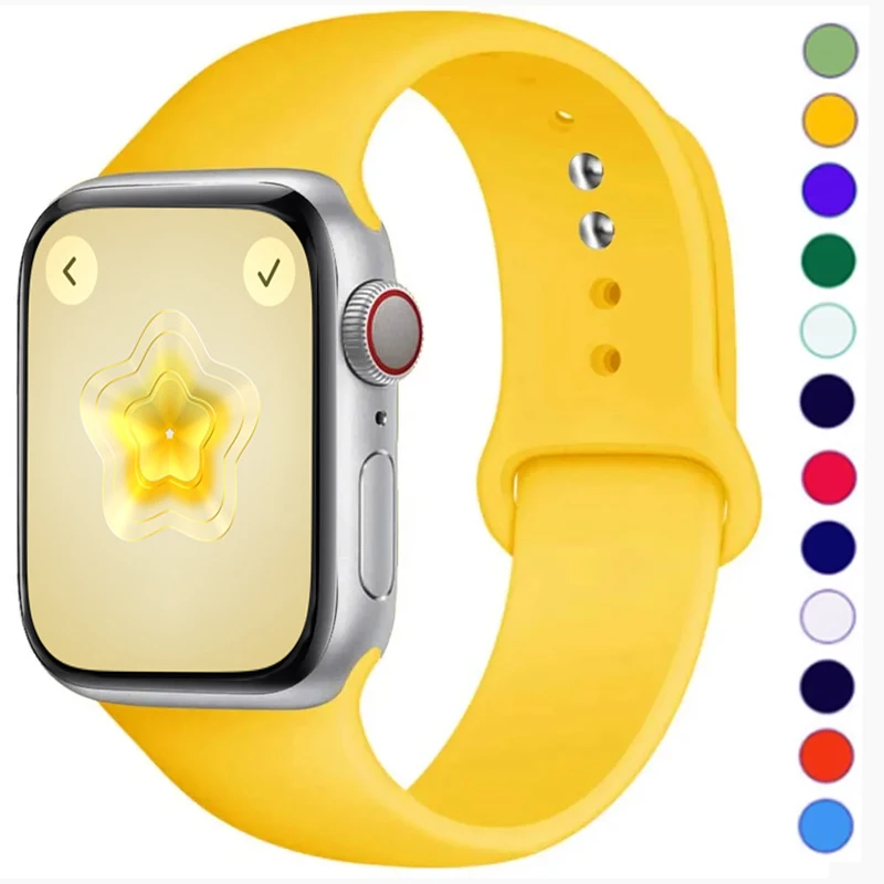 

Ремешок силиконовый для Apple Watch Band Ultra 2, спортивный браслет для iwatch series 8 7 6 5 4 3 SE 9, 49 мм 44 мм 45 мм 40 мм 41 мм 42-38 мм
