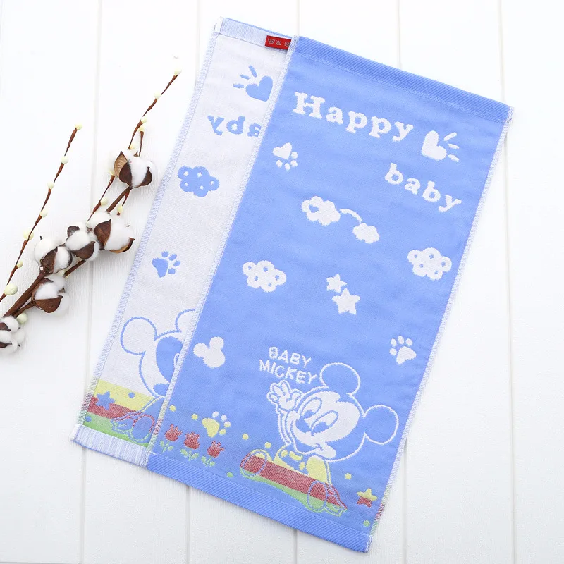 

Disney Cartoon Cotton Mickey Minnie Mouse Gauze Towel Wash Face Hand Towel Baby Boy Girl Children's handkerchief 25X50cm